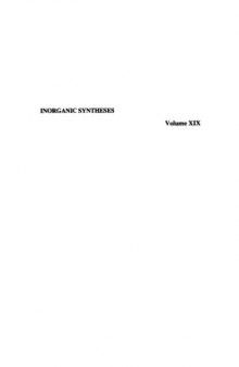 Inorganic Syntheses (Volume 19)