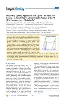 [Article] Prospecting Lighting Applications with Ligand Field Tools and Density Functional Theory: A First-Principles Account of the 4f7− 4f65d1 Luminescence of CsMgBr3:Eu2+
