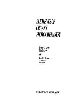 Elements Of Organic PhotoChemistry