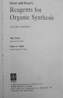 Fieser and Fieser's Reagents for Organic Synthesis (Vol. 13) (Fiesers' Reagents for Organic Synthesis) (Volume 13)