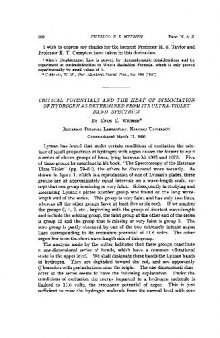 Critical Potentials and the Heat of Dissociation of Hydrogen as Determined from Its Ultra-Violet Band Spectrum