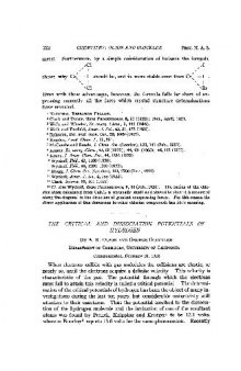 The Critical and Dissociation Potentials of Hydrogen