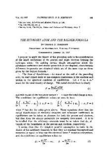 The Hydrogen Atom and the Balmer Formula