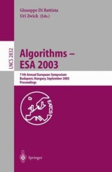 Algorithms - ESA 2003: 11th Annual European Symposium, Budapest, Hungary, September 16-19, 2003. Proceedings