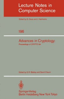 Advances in Cryptology: Proceedings of CRYPTO 84