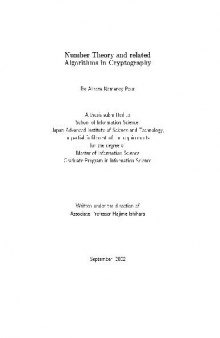 Number Theory An Related Alghoritm In Cryptography