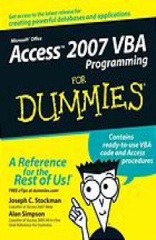 Access 2007 VBA programming for dummies