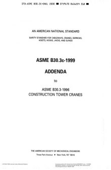 ASME B30-3-CONSTRUCTION OF TOWER CRANES