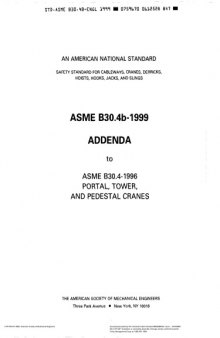 ASME B30-4-PORTAL AND TOWER AND PEDESTAL CRANES