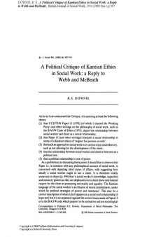 A political critique of Kantian Ethics in social work: a reply to Webb and McBeath