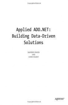 Applied ADO.NET: Building Data-Driven Solutions