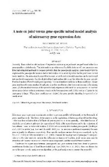 [Article] A note on joint versus gene-specific mixed model analysis of microarray gene expression data