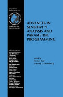 Advances in Sensitivity Analysis and Parametic Programming