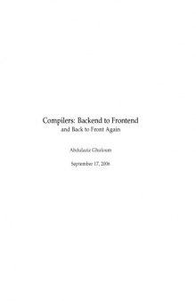 Compilers: Backend to Frontend and Back to Front Again