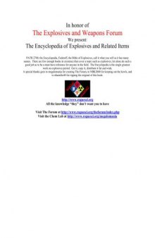 Encyclopedia Of Explosives And Related Items