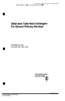 Shell-and-Tube Heat Exchangers for General Refinery Services