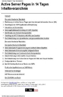 Active Server Pages in 14 Tagen Inhaltsverzeichnis