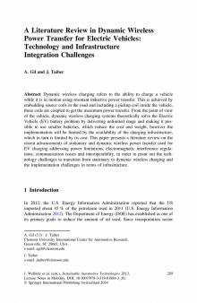 A Literature Review in Dynamic Wireless Power Transfer for Electric Vehicles: Technology and Infrastructure Integration Challenges