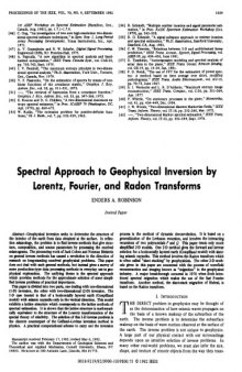 Spectral approach to geophysical inversion by Lorentz, Fourier, and Radon tranforms
