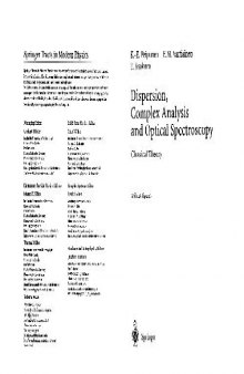 Dispersion, Complex Analysis And Optical Spectroscopy Classical Theory