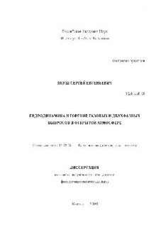 Гидродинамика и горение газовых и двухфазных выбросов в открытой атмосфере