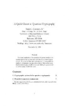 A quick glance at quantum cryptography