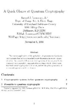 A Quick Glance at Quantum Cryptography