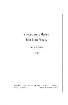 Introduction to modern solid state physics