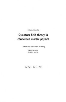 Introduction to Quantum Field Theory in Condensed Matter Physics