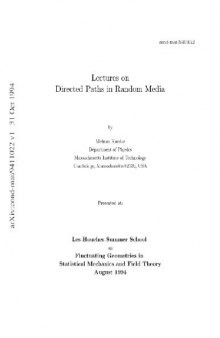 Les Houches lectures on directed paths in random media