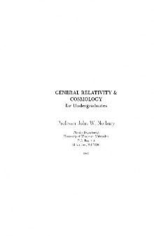 General Relativity and Cosmology for Undergraduates
