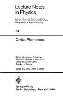 Critical phenomena Proc. Sitges