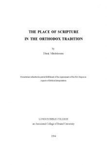 The Place of Scripture in the Orthodox Tradition