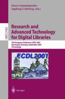 Research and Advanced Technology for Digital Libraries: 5th European Conference, ECDL 2001 Darmstadt, Germany, September 4-9, 2001 Proceedings