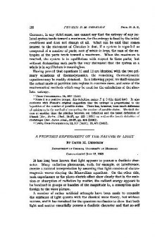 A Proposed Experiment on the Nature of Light