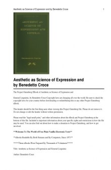 Aesthetic As Science Of Expression And General Linguistics