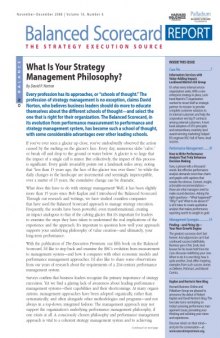 Balanced Scorecard Report - The Strategy Execution Source - Volume 10 Number 6 - Nov-Dec 2008   