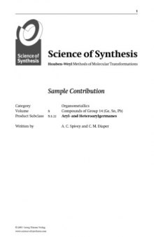 Science of Synthesis: Houben-Weyl Methods of Molecular Transformations: Category 1: Organometallics