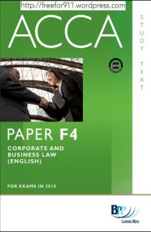 ACCA - F4 Corporate and Business Law (ENG): Study Text