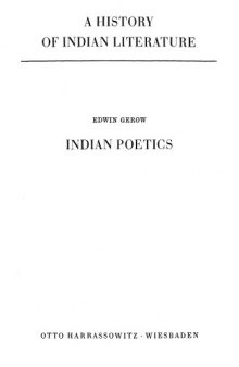 A History of Indian Literature - Vol. V: Scientific and Technical Literature (Part II) - Fasc. 3: Indian Poetics
