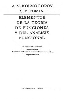 Elementos de la teoria de funciones y del analisis funcional