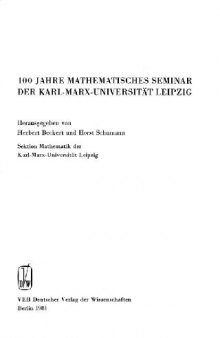 98 Jahre Mathematisches Seminar der Karl-Marx-Universitat Leipzig