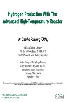 Hydrogen Production with the AHTR [pres. slides]