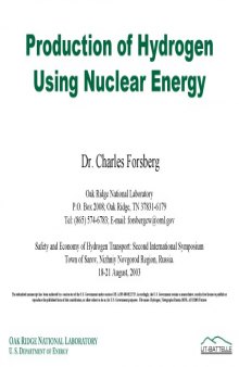 Production of Hydrogen Using Nuclear Energy [pres. slides]