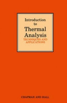 Introduction to Thermal Analysis: Techniques and applications