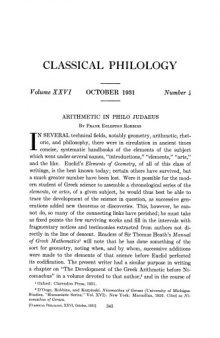  Vol. 26, No. 4 Classical Philology Arithmetic in Philo Judaeus