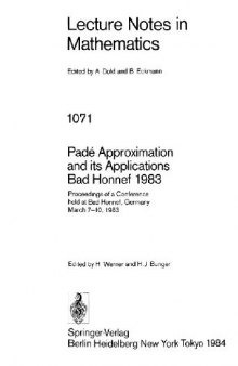 Pade Approximations And Its Applications