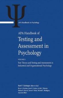 APA Handbook of Testing and Assessment in Psychology, Vol. 1: Test Theory and Testing and Assessment in Industrial and Organizational Psychology