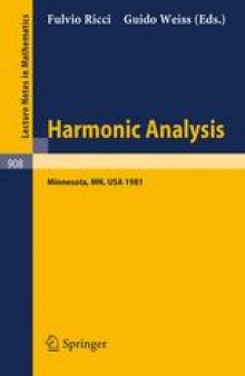 Harmonic Analysis: Proceedings of a Conference Held at the University of Minnesota, Minneapolis, April 20–30, 1981