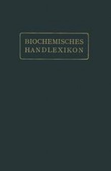 Biochemisches Handlexikon: IX. Band (2. Ergänzungsband)